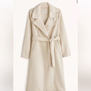 cream. Abercrombie and Fitch. wool coat. medium. over sized
